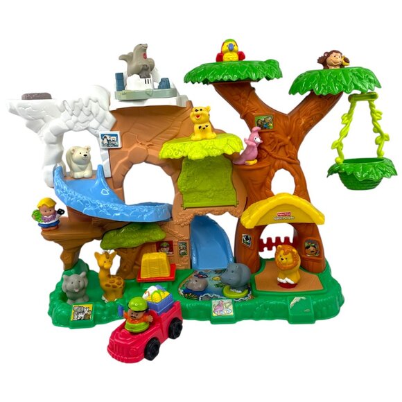 Fisher-Price Kids Toy Little People Zoo Animals Tree House Playset - Picture 1 of 15
